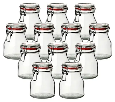 Produktbild von 12er Set Vorratsgläser 750 ml rund mit Bügelverschluss - Glasbehälter mit Drahtbügelverschluss - Aufbewahrungsgläser mit luftdichtem Deckel