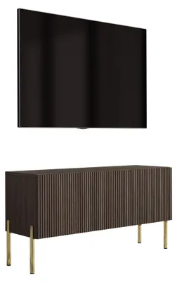 Zdjęcie produktu dla RTV stojak, dąb Dunin, złote, proste nóżki, 100 x 32 x 52 cm