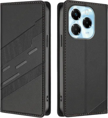 Produktbild von Hülle für Infinix Note 40X 5G, Kunstleder Brieftaschen Handyhülle mit Kartenfach und Standfunktion Schwarz