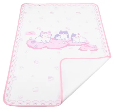 Image de Alèse de lit imperméable - Lavable - Rose à motif chat - 80 x 120 cm