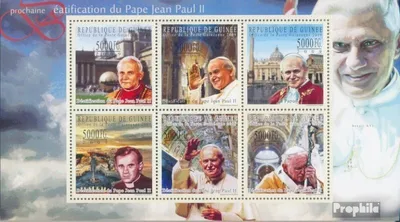 Produktbild von Briefmarken Guinea 2009 Mi 7163-7168 Kleinbogen (kompl. Ausgabe) postfrisch Seligsprechung Papst Johannes Paul II