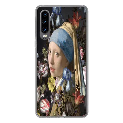 Produktbild von MuchoWow® Handyhülle Schutzhülle Hülle für Huawei P30 Das Mädchen mit dem Perlenohrring - Johannes Vermeer - Blumen Silikon Softcase Handy Hülle - Kartenbesitzer