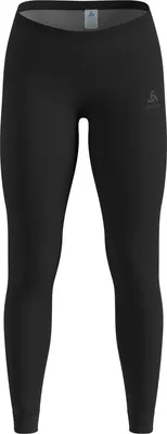 Schwarze eng anliegende Funktionswäsche-Hose von Odlo mit elastischem Bund und Logo auf dem Oberschenkel