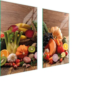 Produktbild von Herdabdeckplatten 2 teilig 75x52 Glaskeramikkochfeld Abdeckung Glas Schneidebrett Gemüse Holz