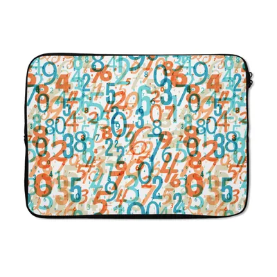 Produktbild von MuchoWow® Laptop Hülle 13 Zoll Zahlen - Figuren - Muster Laptoptasche - Laptophülle - Sleeve - Rundumschutz