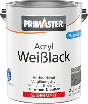 Produktbild von Primaster Acryl Weißlack seidenmatt 2 L