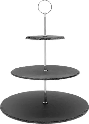 Produktbild von Etagere mit 3 Schieferplatten und Metallstab