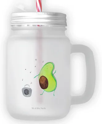 Produktbild von Mr. & Mrs. Panda Glas Avocado Tanzen - Transparent - Geschenk, becher mit henkel, Singen, Party, Fröhlich, Mason Jar, Trinkglas Deckel, Cocktailglas, Musik