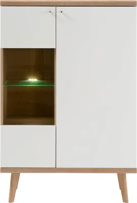 Produktbild von Kleine Vitrine Merle - Skandinavisches Design - Eiche Riviera ohne Beleuchtung