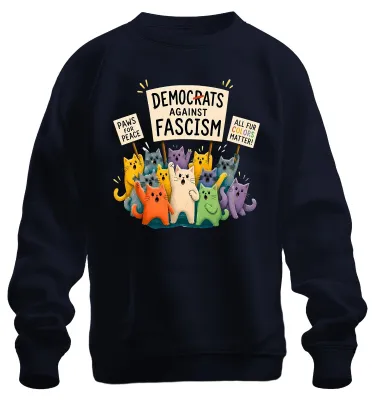 Productafbeelding van Democrats Against Fascism: Verklaring voor vrede. Sarcasme-trui, model pullover, marineblauw, maat M