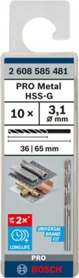 Productafbeelding van Metaalboormachine, HSS-G, standaardmaat 3,1 x 36 x 65 mm