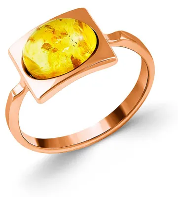 Produktbild von Golders Damenring aus vergoldetem 925 Sterlingsilber mit gelbem Bernstein
