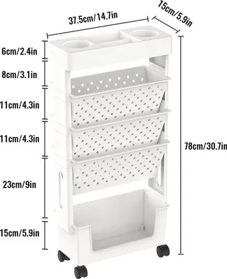Obrázek produktu pro Knihovna na kolečkách – 5 polic – regál na kolečkách