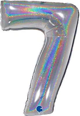 Produktbild von Riesenzahl Folienballon 40"/102cm | Holo Silber Zahl: 7
