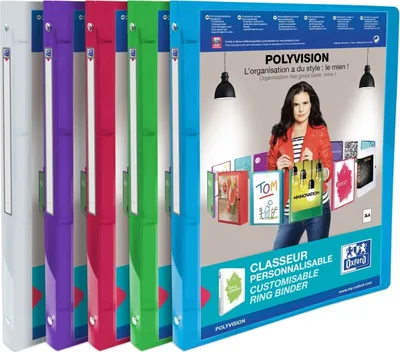 Zdjęcie produktu dla Segregator ringowy polyvision A4 4-ringowy z zamkiem błyskawicznym 16 mm, różne, opakowanie 12 szt