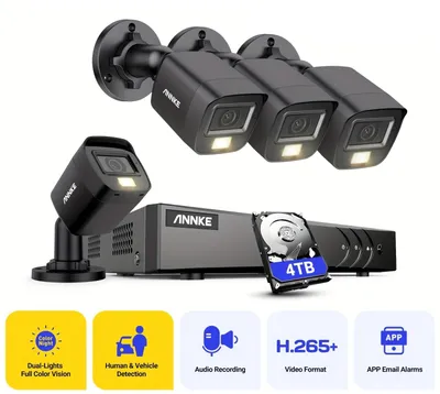 Produktbild von Sicherheitssystem – Überwachungskamera – CCTV-Kamera – Videosystem – Überwachungskamera – 4 Kameras, 5 Megapixel, für den Außenbereich