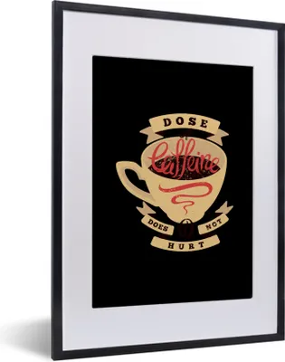 Produktbild von MuchoWow® MuchoWow® Gerahmtes Poster Kaffee - Sprichwörter - Vintage - Zitate - Eine Dosis Koffein tut nicht weh 30x40 cm - Poster mit zchwarzem Bilderrahmen - Wandposter Schlafzimmer