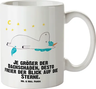 Produktbild von Mr. & Mrs. Panda Kaffeepott Einhorn Sternenhimmel - Weiß - Geschenk, Deko, Große Tasse, Sterne, Verrückt, Teetasse, Teepott, Riesenkaffeetasse, steingut, Einhörner