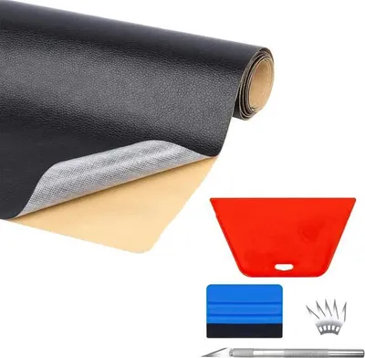 Obrázok produktu pre 5 v 1 Samolepiaca umelá koža 40 x 300 cm + sada nástrojov na opravu nábytku - WALLPATCHBLACK