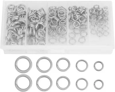 Image de Anneaux pour hameçons - Chaînes pour cannes à pêche - Connecteurs pour cannes à pêche - Acier haute résistance - 200 pièces - Argent