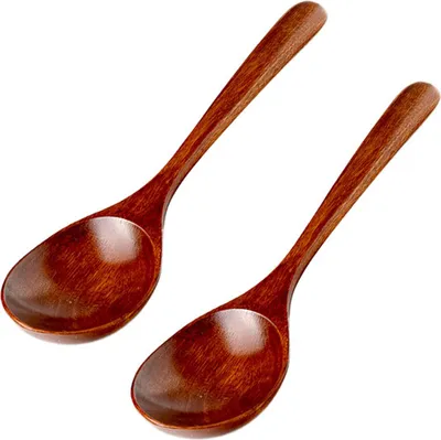 Produktbild von 2 Stück japanische Holz-Ramen-Löffel – Suppenlöffel – Pho-Löffel – Brei-Löffel Holzgeschirr Retro-japanischer Löffel
