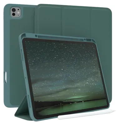Produktbild von EAZY CASE Smartcase mit Stifthalter für Apple iPad Pro 13 (2024) Hülle mit Stifthalterung, Tablet Cover aufstellbar  13 Zoll in Grün
