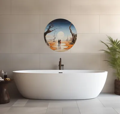 Produktbild von Wallario wasserfestes Poster selbstklebend 60 x 60 cm, Wüstenwanderer, Badezimmerposter Spritzschutz mit Hochglanzoberfläche in Glasoptik
