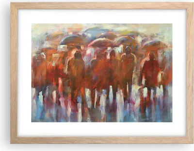 Produktbild von Gerahmtes Poster - Rahmen in heller Eiche - Regenschirme Menschen Handwerk - 40x30 cm - Wand Bild - Wanddeko - Wandbilder - Wandposter - Bilderrahmen - Bilder - Kunstdruck - Wandbild - P2NAA40x30-4260