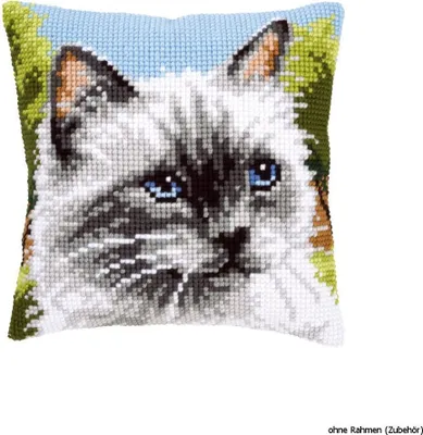 Produktbild von Kissen von Vervaco, Kreuzstich-Muster "Blaue Augen", gesticktes Motiv