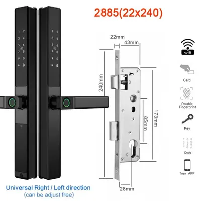 Obrázek produktu pro Zámek s rozpoznáváním otisků prstů - Inteligentní zámek dveří - Elektronický zámek - Biometrický zámek - Wi-Fi zámek