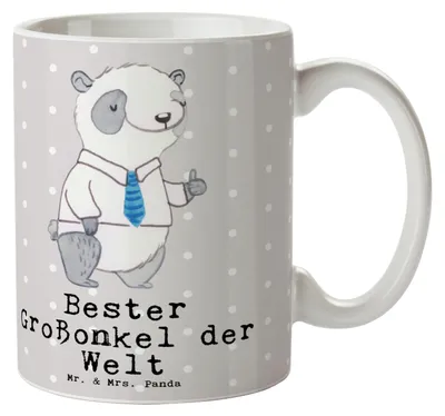 Produktbild von Mr. & Mrs. Panda Tasse Panda Bester Großonkel der Welt - Grau Pastell - Geschenk, Becher, Geschenkidee, Onkel, kaffeetasse bedruckt, haferl, Teetasse, Kaffeebecher