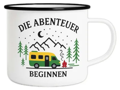 Productafbeelding van Emaille mok, campingbeker, 300 ml, outdoor koffiemok, avonturenuitrusting