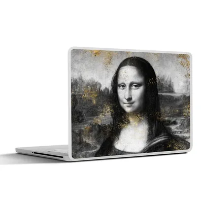 Produktbild von MuchoWow® Laptop Aufkleber Sticker Cover Mona Lisa - Leonardo da Vinci - Schwarz - Weiß - Gold 32.5x23.5 cm - Sticker für Laptop - Selbstklebend