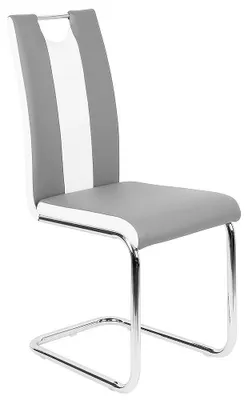 Image de Chaise de salle à manger, design minimaliste, assise confortable, gris et blanc