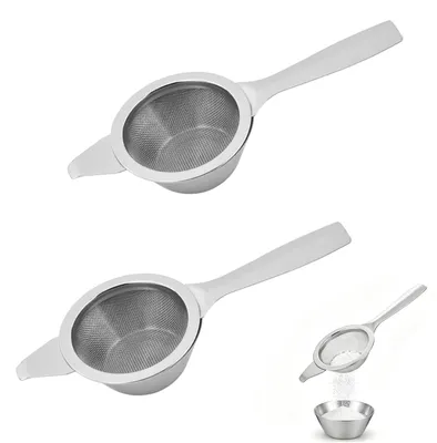 Matcha-Sieb-Set aus Edelstahl, 2 Siebe + 2 Becher