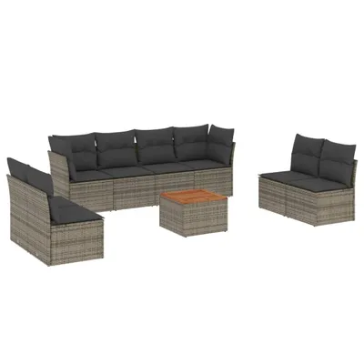 Produktbild von vidaXL 9-tlg. Garten-Sofagarnitur mit Kissen Grau Poly Rattan