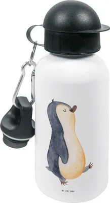 Produktbild von Mr. & Mrs. Panda Wasserflasche Pinguin marschieren - Weiß - Geschenk, Pinguine, Trinkflasche, Kinder, für den Kindergarten, Spazieren, Kita, Stolz, Familie