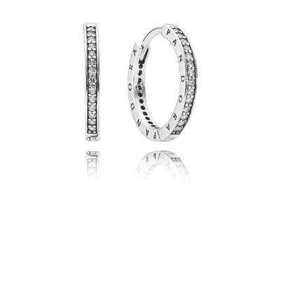 Produktbild von Pandora 290558CZ Creolen Damen Funkeln und Pandora Logo