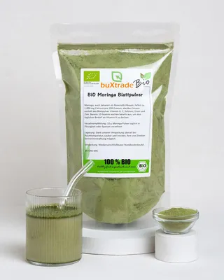 Produktbild von 2 kg BIO Moringa Blattpulver | Meerrettichbaum Pulver | Blatt grün