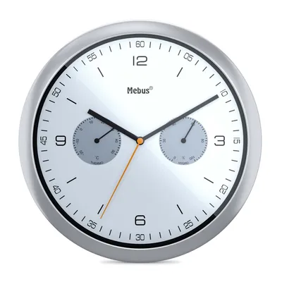Image de Horloge murale analogique Mebus avec thermomètre et hygromètre / Mouvement à quartz / 26 cm de diamètre / Ronde