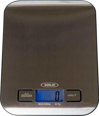 Obrázok produktu pre VAR DV-71800, Elektronická kuchynská váha, 5 kg, 1 g, Hnedá, Nerezová oceľ, Nerezová oceľ
