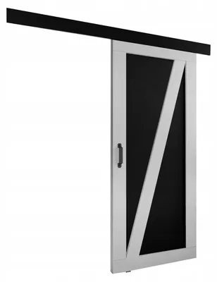 Produktbild von KierMoebel Schiebetür Komplettset ADIO 3, Wohnzimmer Schiebetür Weiß & Schwarz 106x205x3,2 cm