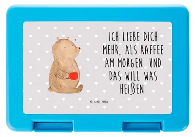 Produktbild von Mr. & Mrs. Panda Bento Box Bär Morgenkaffee - Grau Pastell - Geschenk, Essensbox, Lunchbox, für Frauen, Bentobox, Jahrestag, Valentinstag, Freundin, Frischhaltedose
