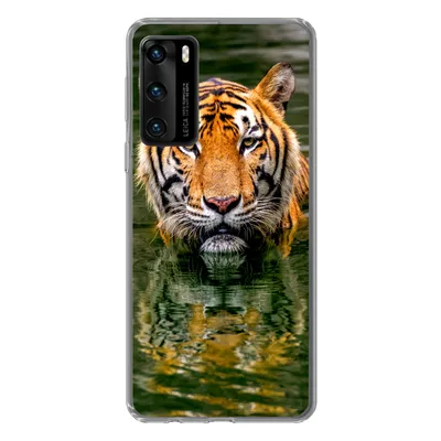 Produktbild von MuchoWow® Handyhülle Schutzhülle Hülle für Huawei P40 Tiger - Wasser - Spiegelung Silikon Softcase Handy Hülle - Handytasche