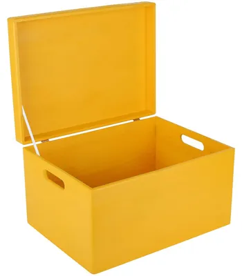 Productafbeelding van Creative Deco XXL Gele Houten Doos met Deksel Opbergdoos, 40 x 30 x 24 cm