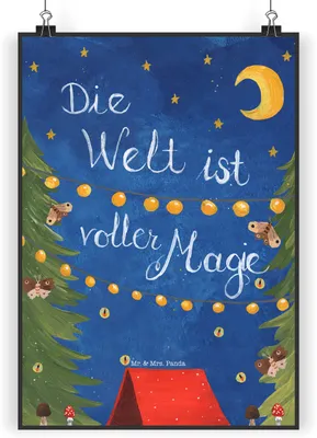 Produktbild von Mr. & Mrs. Panda Bild Die Welt ist voller Magie DIN A3 - Geschenk, wanddeko, Wandschmuck, drucke, Wandbild, Plakat, Dekoration