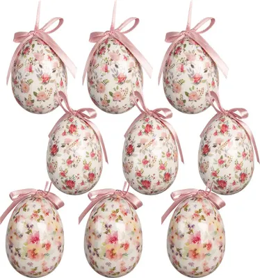 Produktbild von Clayre & Eef Ostern Anhänger Satz von 9 Ø 5x8 cm Weiß Kunststoff