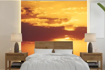 Produktbild von MuchoWow® Fototapete für Wohnzimmer oder Schlafzimmer Wandtapete Vinyl Motivtapete Elefantenherde bei Sonnenuntergang - 280x280 cm - Hintergrundbild