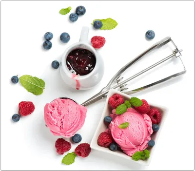 Produktbild von Spritzschutz Herdabdeckplatte Schneidebrett aus Glas Eis aus Beeren 1-Teilig (60x52cm)