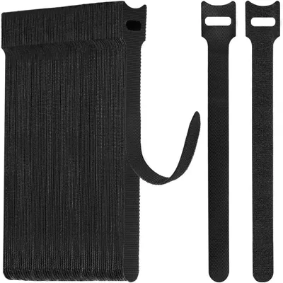 Obrázok produktu pre Klettové pásky, 25 cm, opakovane použiteľné, čierne, 40 kusov